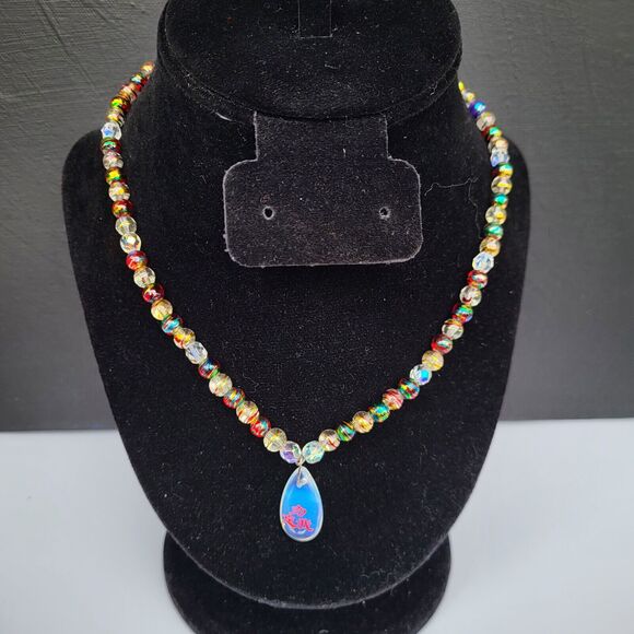 Artisan Handmade Unique Foil Beads with Drop Pendant 17" - Picture 5 of 6